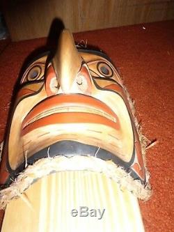Northwest Coast Salish Hand Carved Cedar Human Eagle Mask-Rand Stiglitz