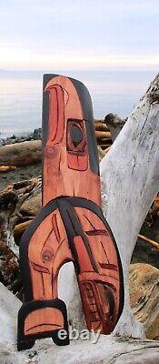 Northwest Coast native First Nation hand carved Killer Whale Eagle authentic art