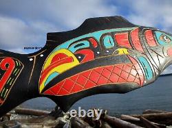 Northwest Coast native First Nation hand carved Salmon and eagle authentic cedar