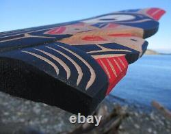 Northwest Coast native First Nation hand carved cedar EAGLE and Salmon signed