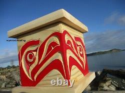 Northwest Coast native First Nations art, HAND carved, lidded Eagle Box, signed