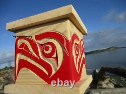 Northwest Coast native First Nations art, HAND carved, lidded Eagle Box, signed