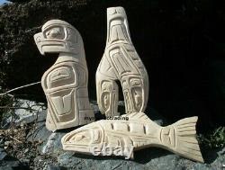Northwest First Nations Collection of hand carved Eagle, Salmon, Whale wall art
