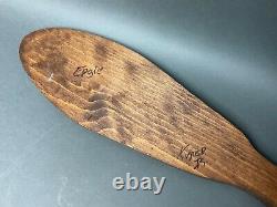 Northwest Native American Cedar Hand-Carved Paddle Haida Eagle Design Signed 30