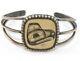 Northwest Native American Sterling Silver Hand Carved Eagle Cuff Bracelet