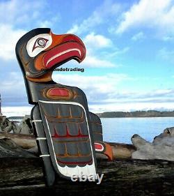 Northwest coast First Nations hand carved wooden 20 Eagle signed Indigenous art
