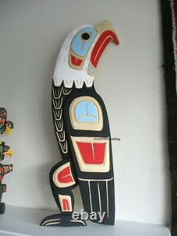 Northwest coast First Nations native hand carved cedar Eagle Indigenous wall art
