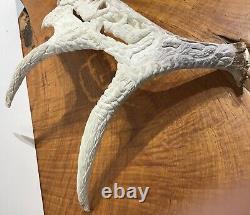 ORIGINAL 17 Antler Bone Carving Hand Carved Bears Eagles Live Shed Detailed Art