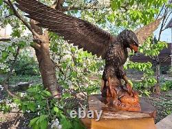 ORIGINAL Eagle Vintage Sculpture USSR Hand carved Home decor1955 Wooden figurin