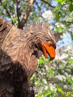 ORIGINAL Eagle Vintage Sculpture USSR Hand carved Home decor1955 Wooden figurin