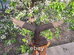 ORIGINAL Eagle Vintage Sculpture USSR Hand carved Home decor1955 Wooden figurin