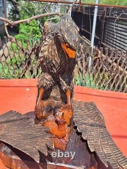 ORIGINAL Eagle Vintage Sculpture USSR Hand carved Home decor1955 Wooden figurin