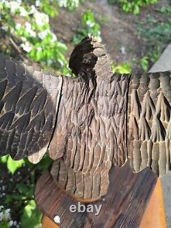 ORIGINAL Eagle Vintage Sculpture USSR Hand carved Home decor1955 Wooden figurin