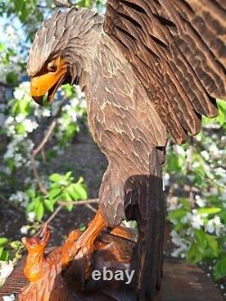 ORIGINAL Eagle Vintage Sculpture USSR Hand carved Home decor1955 Wooden figurin