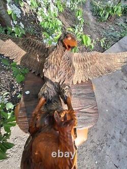 ORIGINAL Eagle Vintage Sculpture USSR Hand carved Home decor1955 Wooden figurin