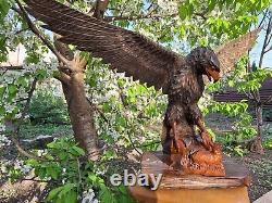 ORIGINAL Eagle Vintage Sculpture USSR Hand carved Home decor1955 Wooden figurin