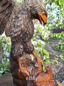 ORIGINAL Eagle Vintage Sculpture USSR Hand carved Home decor1955 Wooden figurin