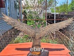 ORIGINAL Eagle Vintage Sculpture USSR Hand carved Home decor1955 Wooden figurin