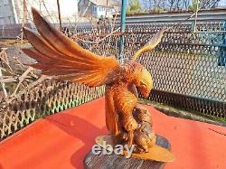 ORIGINAL Eagle Vintage Sculpture USSR Hand carved Home decor1957 Wooden figurin