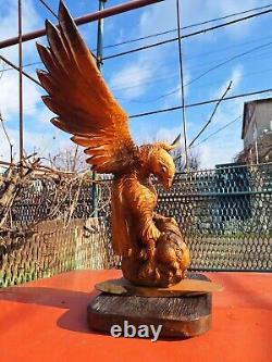 ORIGINAL Eagle Vintage Sculpture USSR Hand carved Home decor1957 Wooden figurin