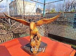 ORIGINAL Eagle Vintage Sculpture USSR Hand carved Home decor1957 Wooden figurin