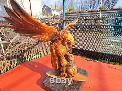 ORIGINAL Eagle Vintage Sculpture USSR Hand carved Home decor1957 Wooden figurin