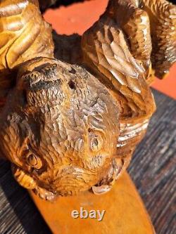 ORIGINAL Eagle Vintage Sculpture USSR Hand carved Home decor1957 Wooden figurin