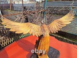 ORIGINAL Eagle Vintage Sculpture USSR Hand carved Home decor1957 Wooden figurin