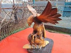 ORIGINAL Eagle Vintage Sculpture USSR Hand carved Home decor1957 Wooden figurin