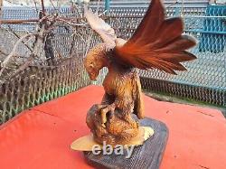 ORIGINAL Eagle Vintage Sculpture USSR Hand carved Home decor1957 Wooden figurin