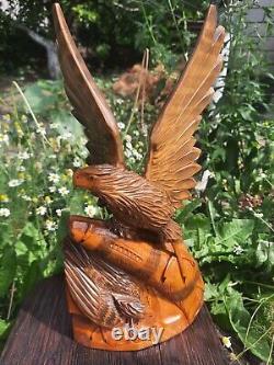 ORIGINAL Eagle Vintage Sculpture USSR Hand carved Home decor1958 Wooden figurin