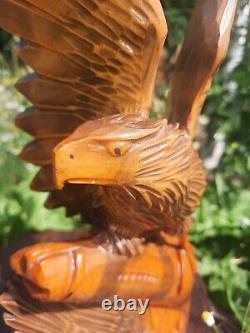 ORIGINAL Eagle Vintage Sculpture USSR Hand carved Home decor1958 Wooden figurin