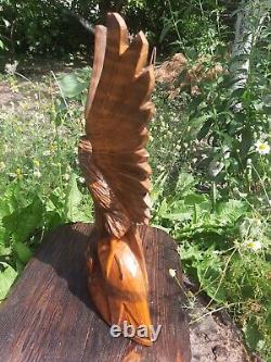 ORIGINAL Eagle Vintage Sculpture USSR Hand carved Home decor1958 Wooden figurin