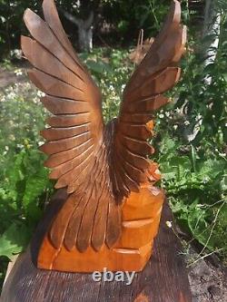 ORIGINAL Eagle Vintage Sculpture USSR Hand carved Home decor1958 Wooden figurin