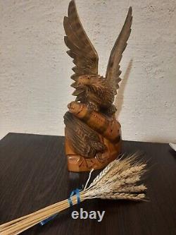 ORIGINAL Eagle Vintage Sculpture USSR Hand carved Home decor1958 Wooden figurin