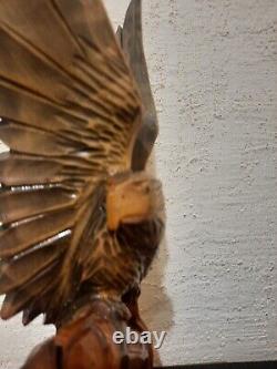 ORIGINAL Eagle Vintage Sculpture USSR Hand carved Home decor1958 Wooden figurin