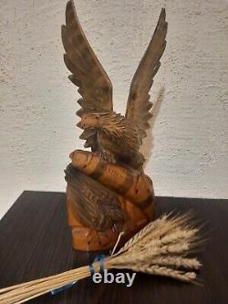 ORIGINAL Eagle Vintage Sculpture USSR Hand carved Home decor1958 Wooden figurin