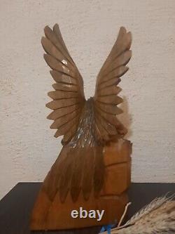 ORIGINAL Eagle Vintage Sculpture USSR Hand carved Home decor1958 Wooden figurin