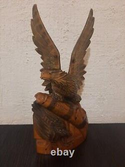 ORIGINAL Eagle Vintage Sculpture USSR Hand carved Home decor1958 Wooden figurin