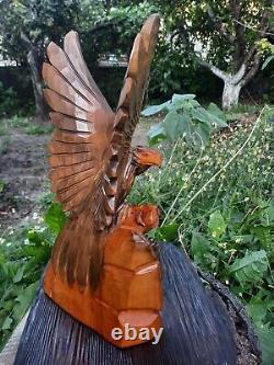 ORIGINAL Eagle Vintage Sculpture USSR Hand carved Home decor1958 Wooden figurin