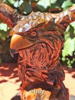 ORIGINAL Eagle Vintage Sculpture USSR Hand carved Home decor1960 Wooden figurin