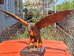 ORIGINAL Eagle Vintage Sculpture USSR Hand carved Home decor1960 Wooden figurin