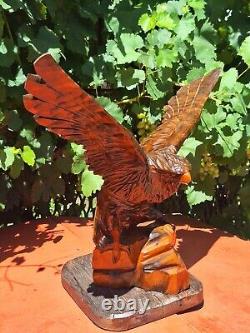 ORIGINAL Eagle Vintage Sculpture USSR Hand carved Home decor1960 Wooden figurin