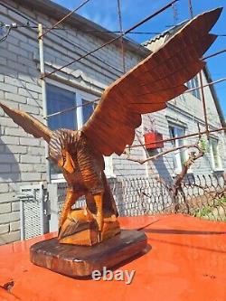 ORIGINAL Eagle Vintage Sculpture USSR Hand carved Home decor1960 Wooden figurin