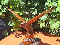 ORIGINAL Eagle Vintage Sculpture USSR Hand carved Home decor1960 Wooden figurin