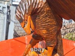 ORIGINAL Eagle Vintage Sculpture USSR Hand carved Home decor1960 Wooden figurin