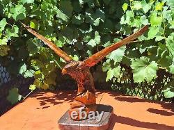 ORIGINAL Eagle Vintage Sculpture USSR Hand carved Home decor1960 Wooden figurin