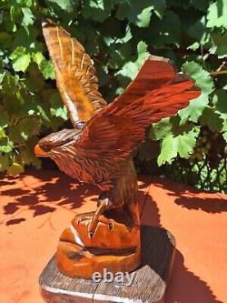 ORIGINAL Eagle Vintage Sculpture USSR Hand carved Home decor1960 Wooden figurin