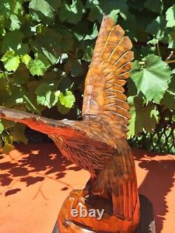 ORIGINAL Eagle Vintage Sculpture USSR Hand carved Home decor1960 Wooden figurin