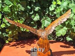 ORIGINAL Eagle Vintage Sculpture USSR Hand carved Home decor1960 Wooden figurin